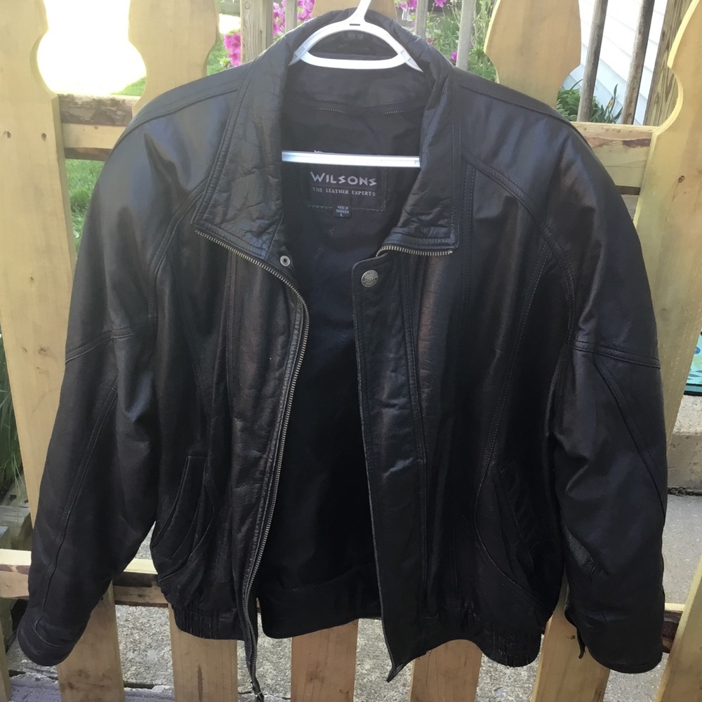 Wilson Black Leather Bomber Jacket for Men